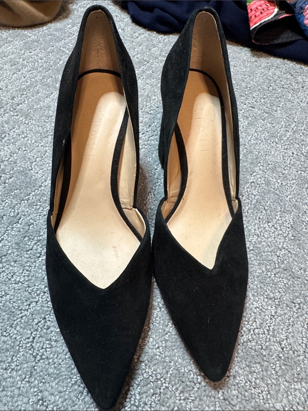 1. State Black Pointed-Toe Suede Heels